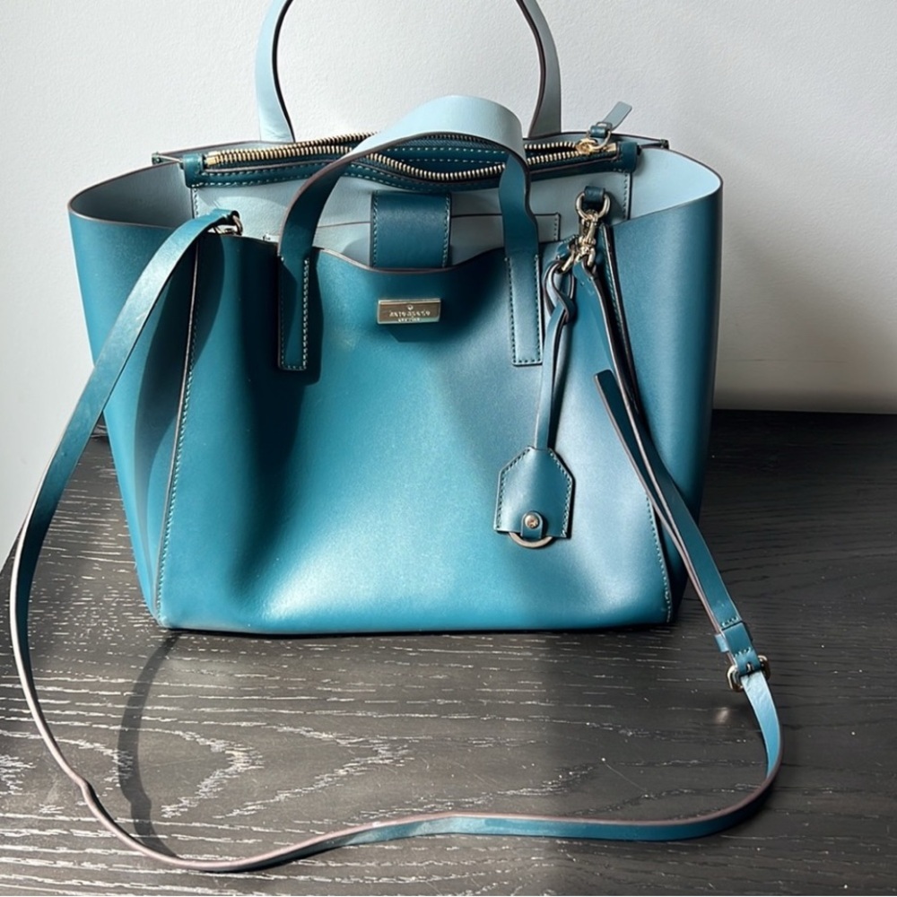 KATE SPADE Putnam Drive Nelle Convertible Work Commuter Tote Teal MSRP: $348 - Picture 6 of 16